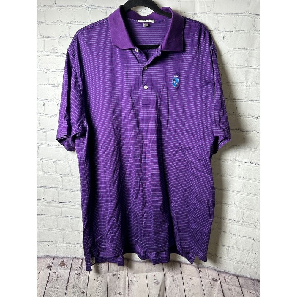 Peter Millar Purple Striped Golf Polo Shirt XL Casual Sportswear